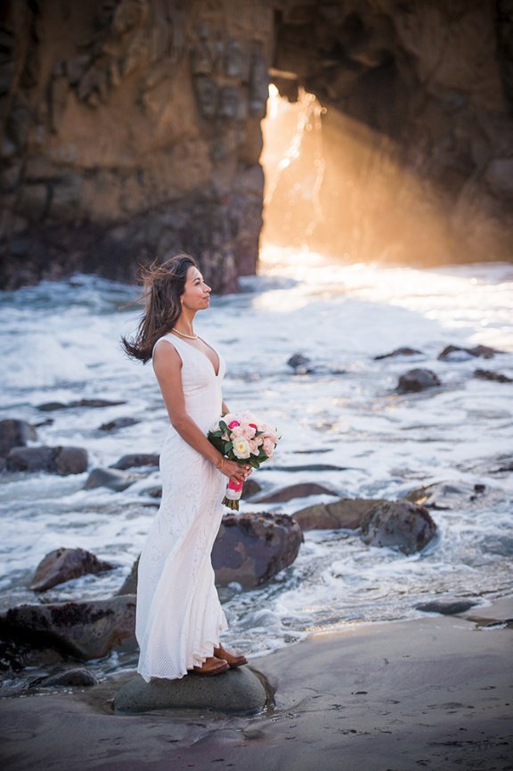 Bridal portrait at famous Pfeiffer beach rock