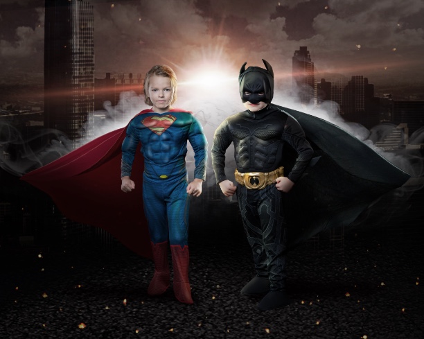 Superheroes, Melbourne Portrait Photographer, Batman, Superman, Superhero Composite, kids photography Melbourne, 
