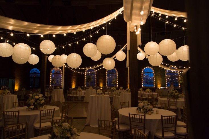 Metropolitan DJ Lighting at Roundhouse Wedding Chinese Lanterns String Lights 