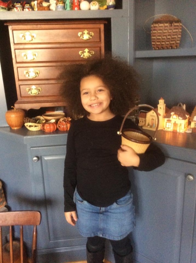 Happy Kamaya and her finished basket!