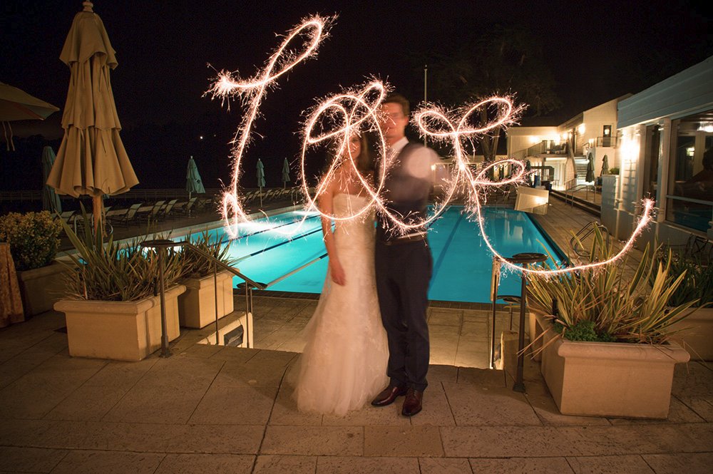 Wedding sparklers at The Beach Club at Pebble Beach