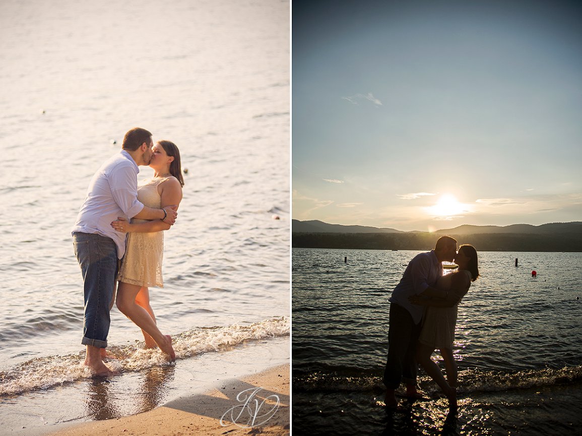lakeside engageent session, lake george engagement photos, engagement in lake george, engagement photos in the adirondack mountains
