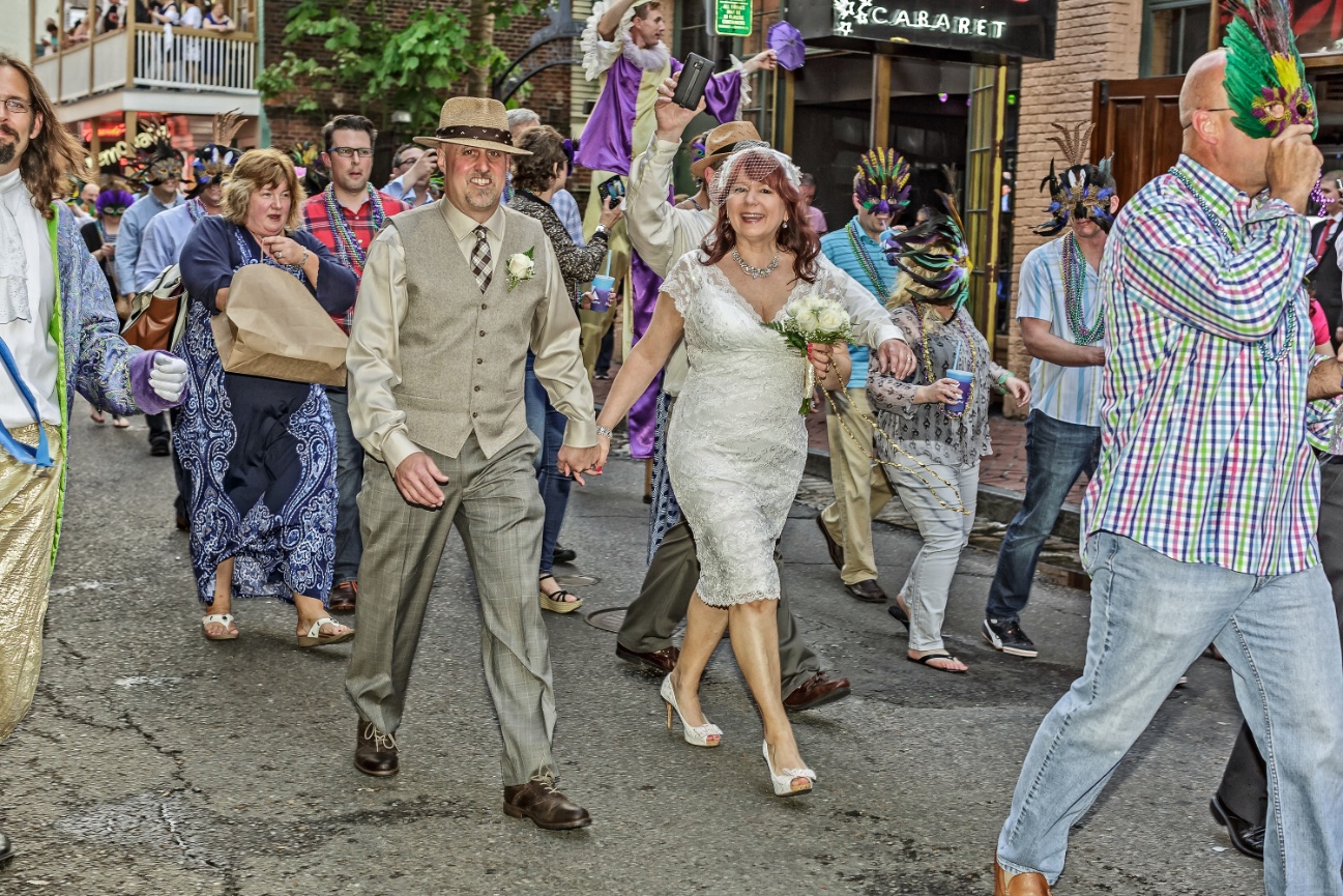 Second Line Wedding Candids on Bourbon Street