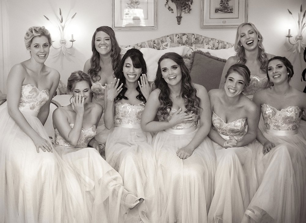 Emotional bridesmaids first look before Italian wedding