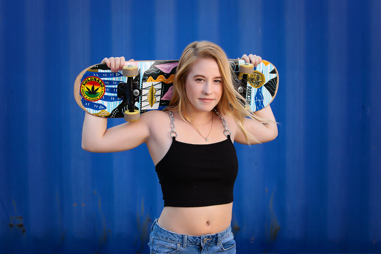 Skateboard Senior Pictures in Missouri - Avory G.