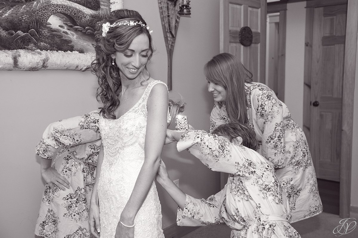 bride getting ready lake placid wedding