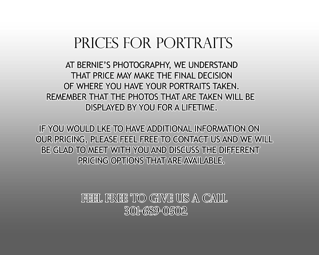 Pricing - Bernie's Photography