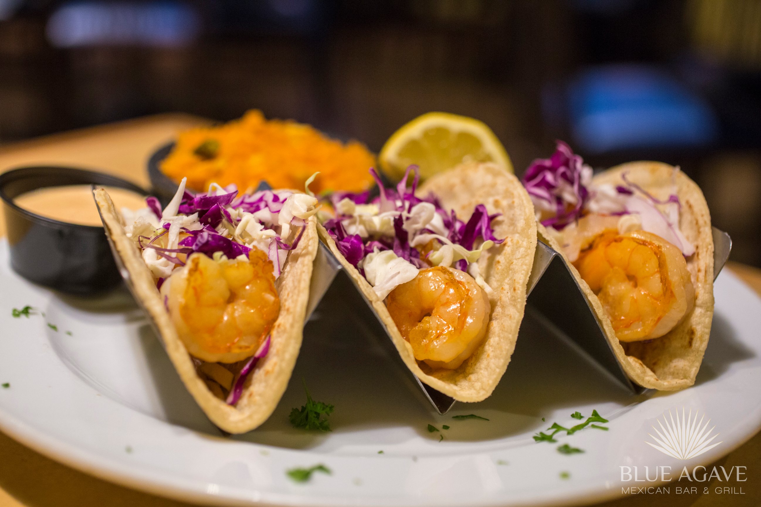Fish or Shrimp Tacos - Blue Agave Mexican Bar & Grill - Authentic ...