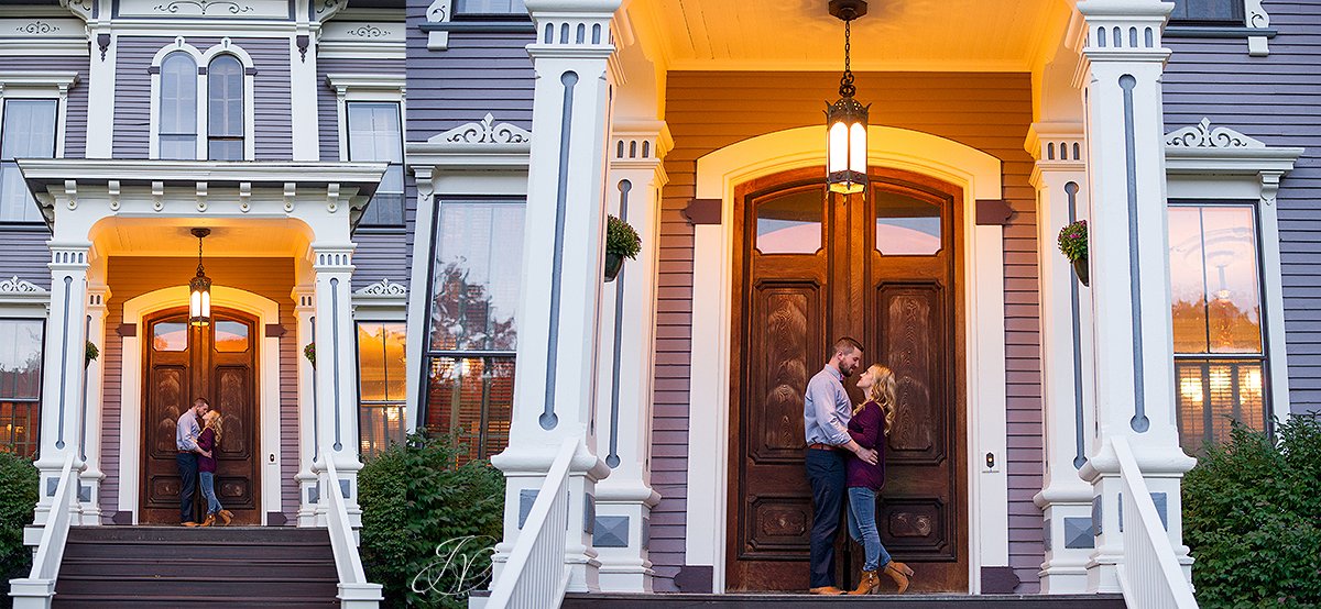 romantic couple portrait fall victorian house saratoga springs