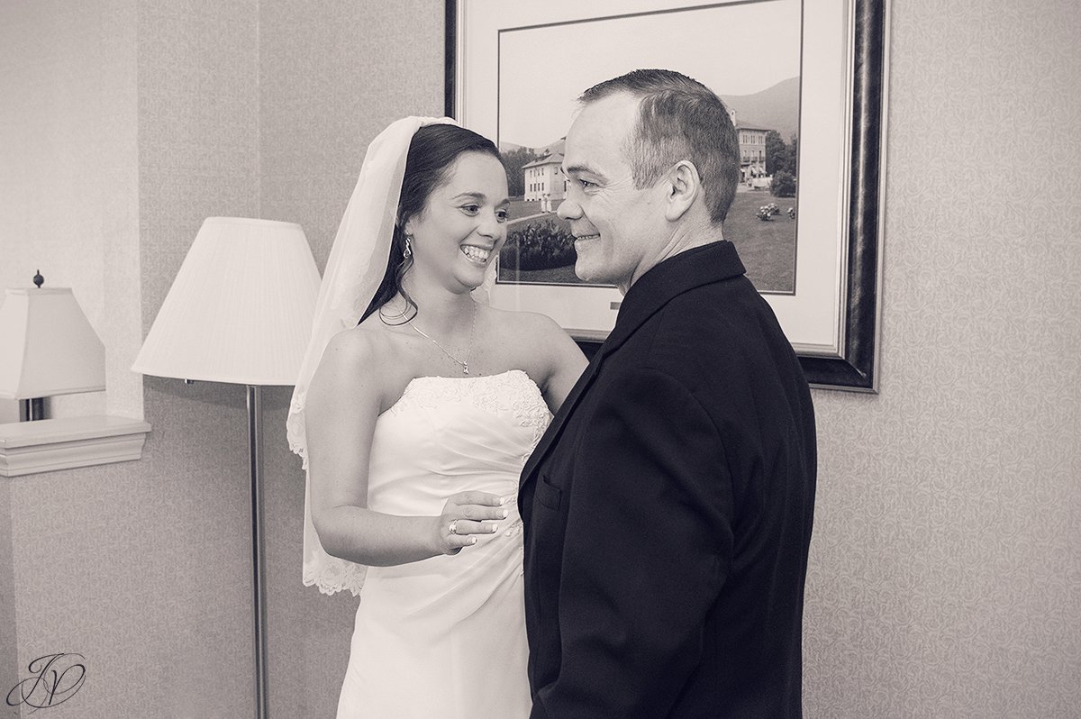 photo of bride and father first look