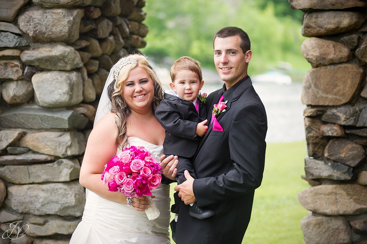 cute photo of bride and groom with son