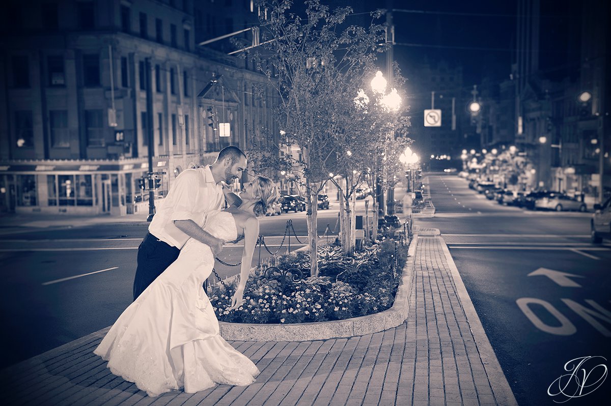 state street albany ny, wedding night photography, bride and groom on state street in albany