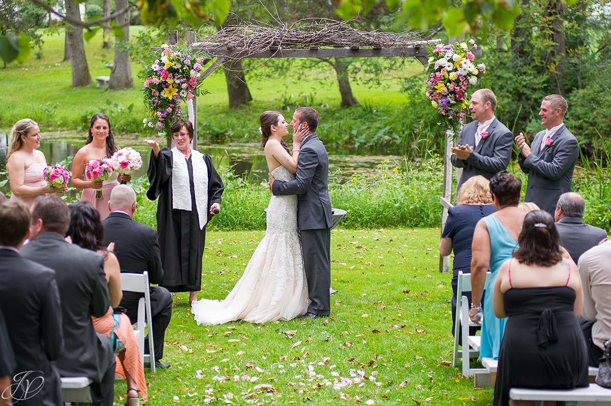 awesome photo of bride and groom's first kiss