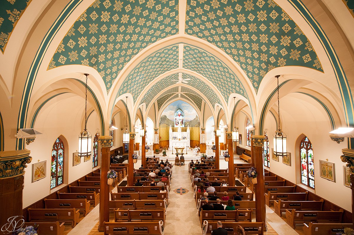 aerial photo of church ceremony