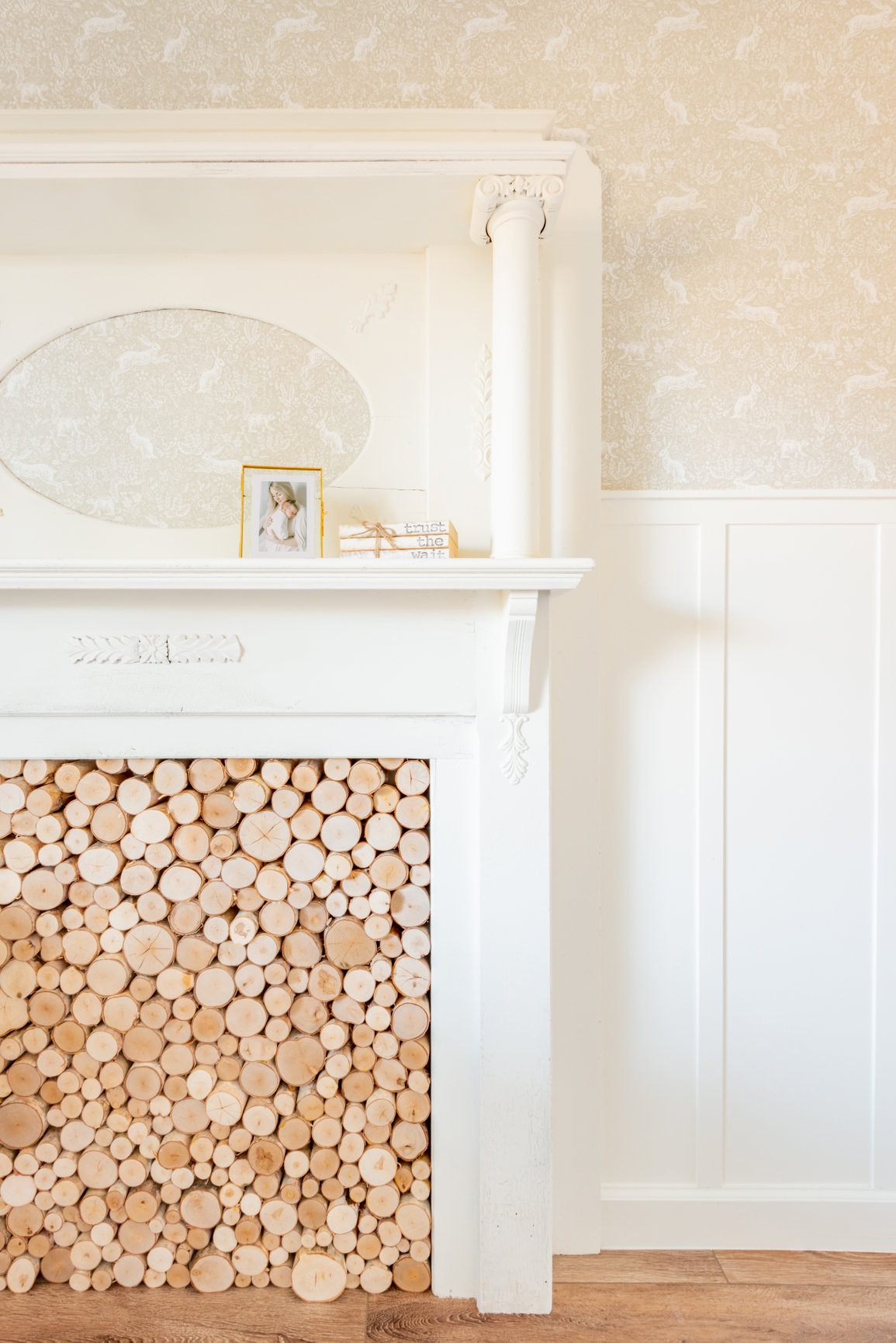 salvaged Victorian fireplace restored, white painted rustic Victorian fireplace