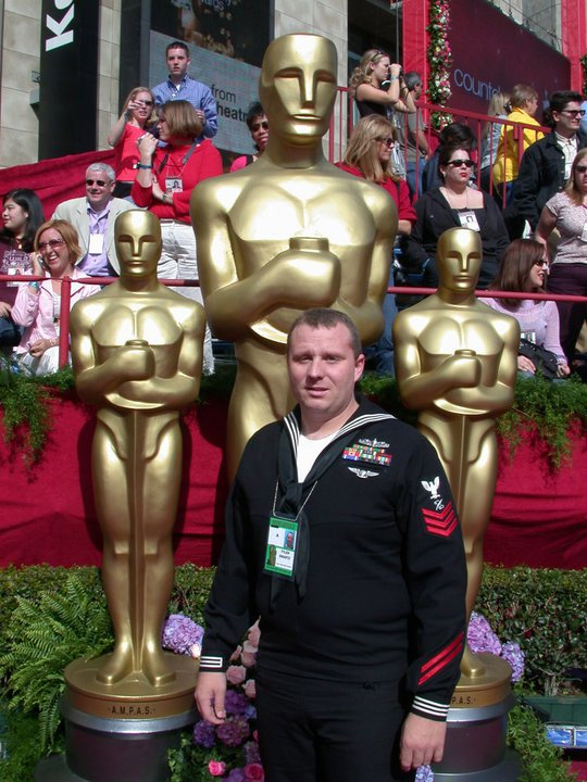 Ty Swartz at the 2004 Academy Awards as a Hollywood Liaison before interviewing A-list nominees