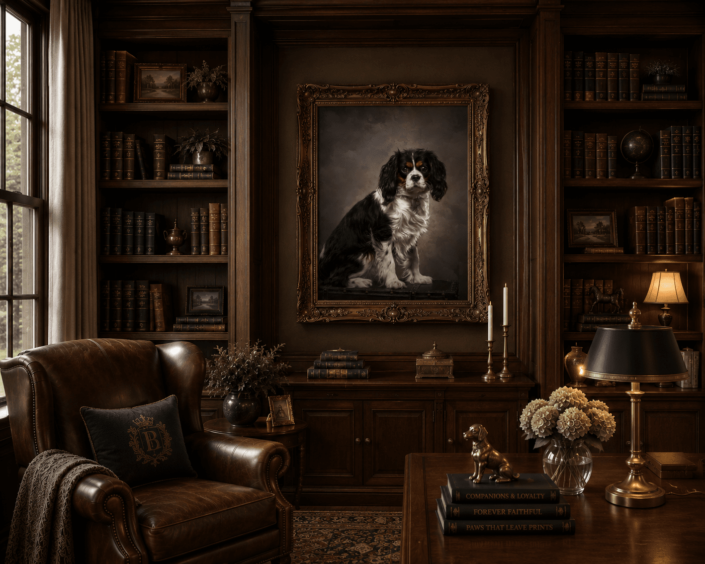 Fine Art Pet Portrait displayed as artwork in a home