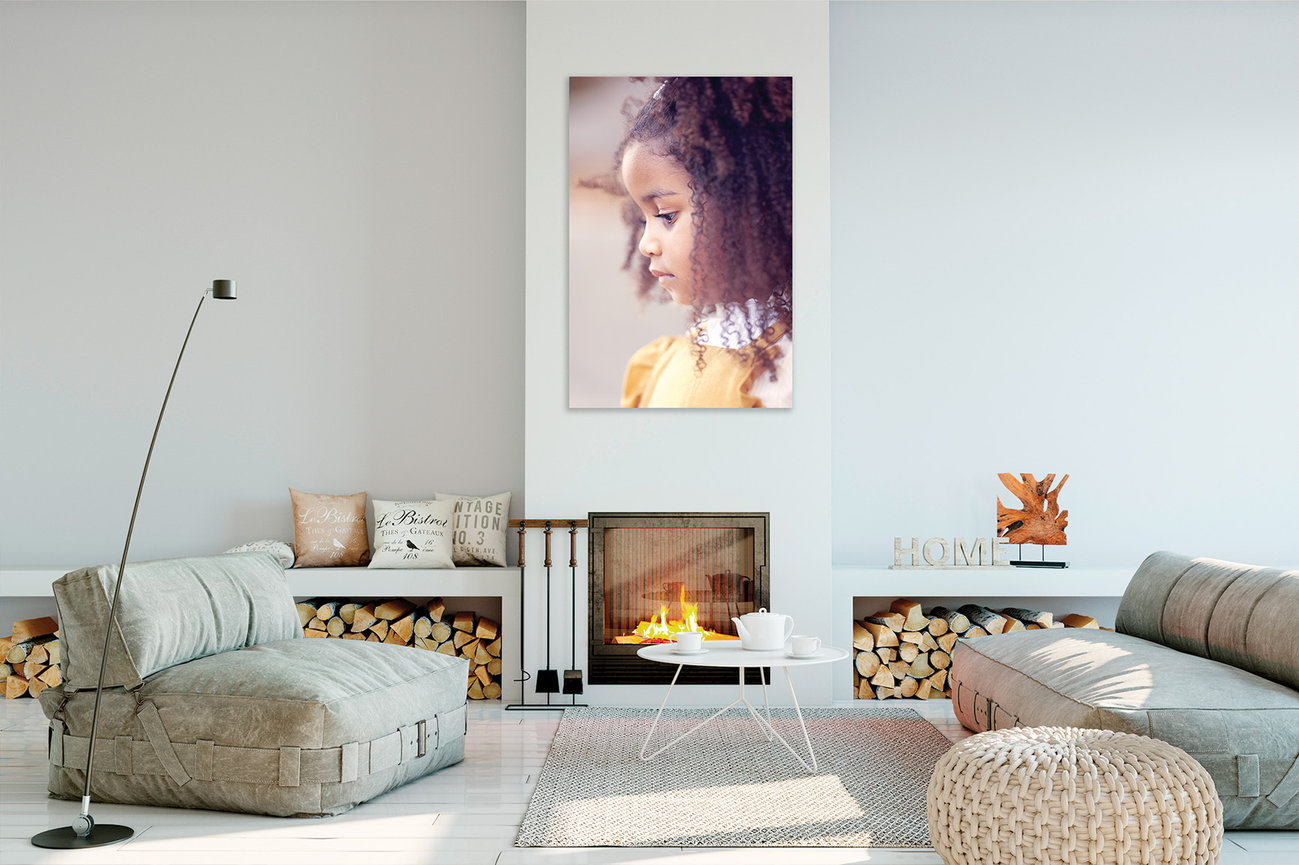 Outdoor child portrait wall art displayed as a refined and timeless piece for the home