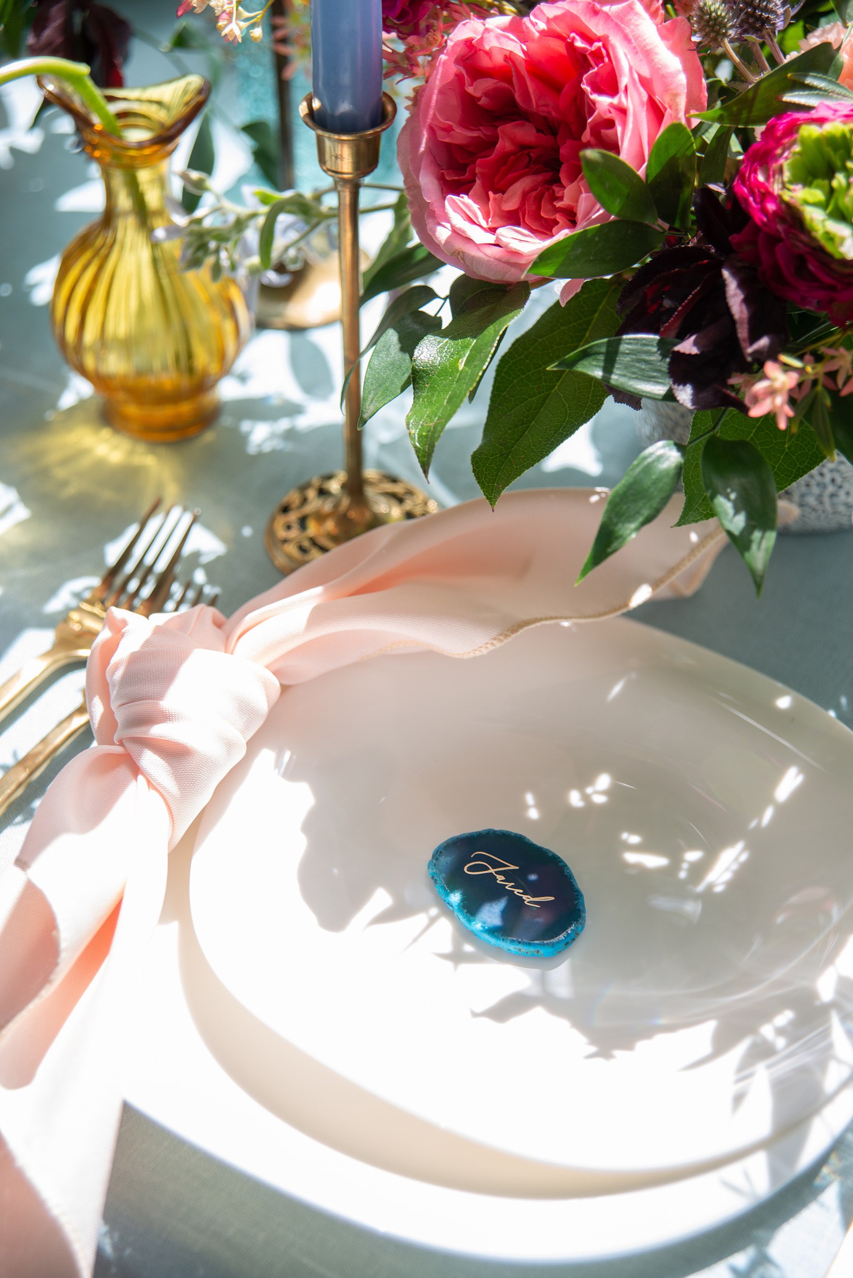 Table setting details with place setting and tableware.