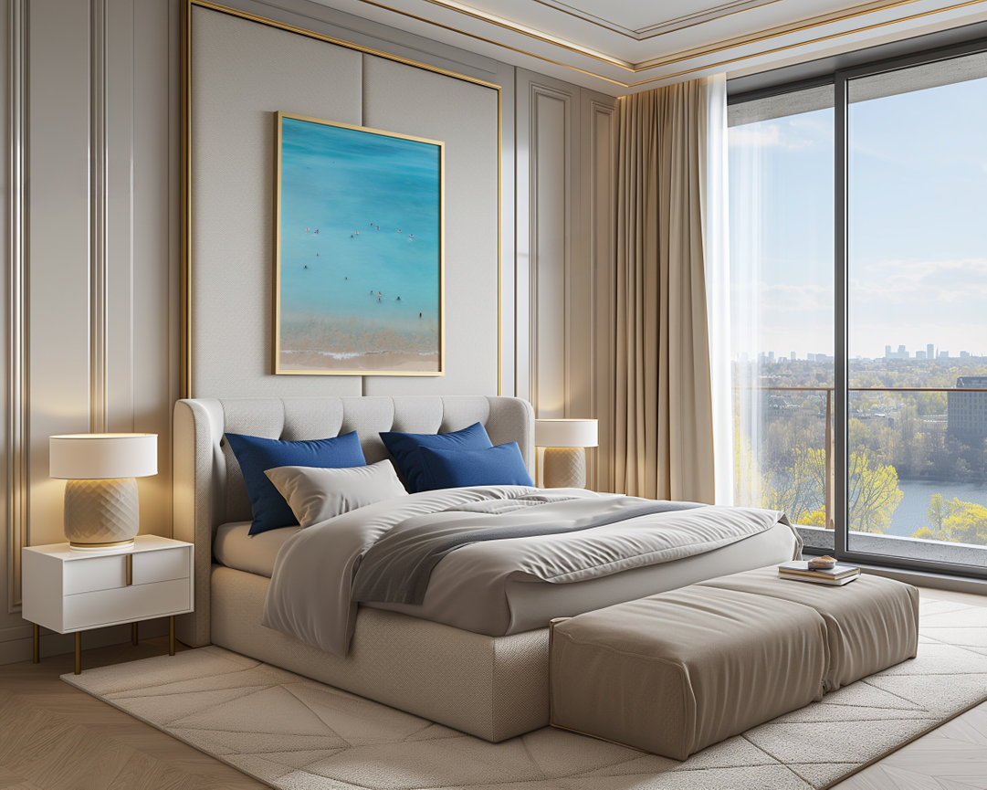 Waves of Calm by Andrea Bruns Photography is a Beach wall Art display in a customers luxury bedroom