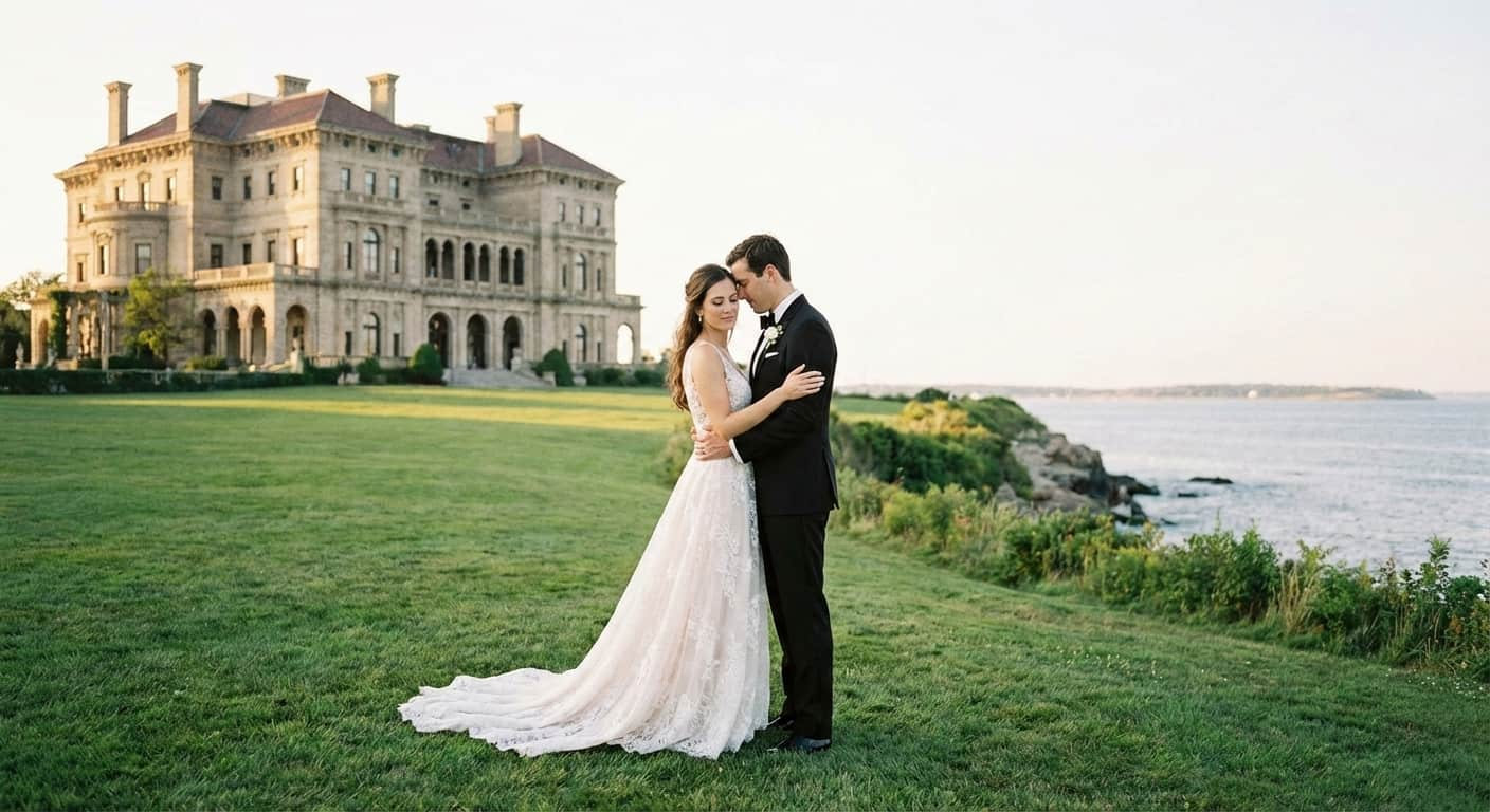 Heirloom imagery featuring a couple amidst the manicured cypress and neoclassical statuary of a Lake Como estate, highlighting the symmetry and grandeur of the Italian Lake District.