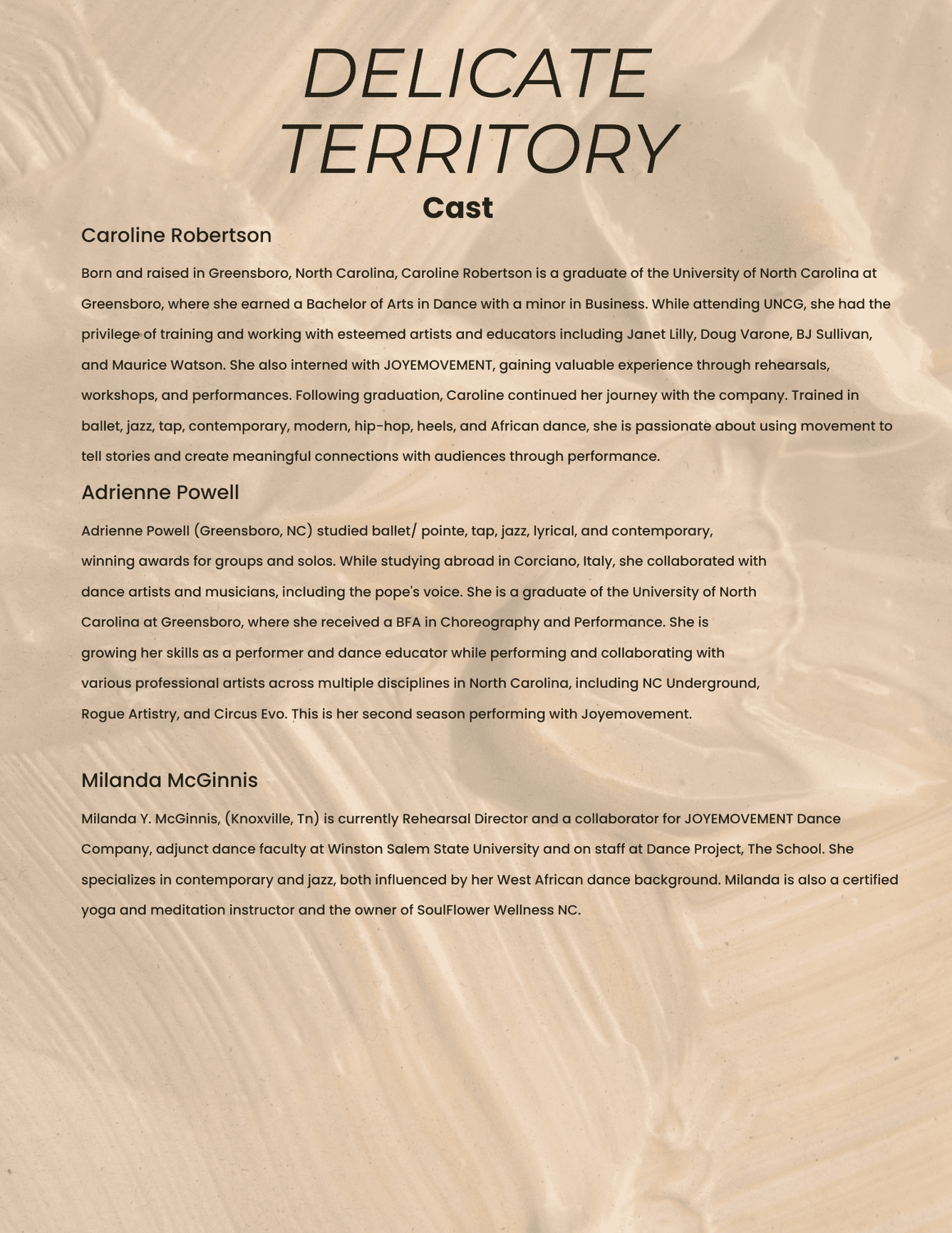 Digital Program for Delicate Territory - JOYEMOVEMENT