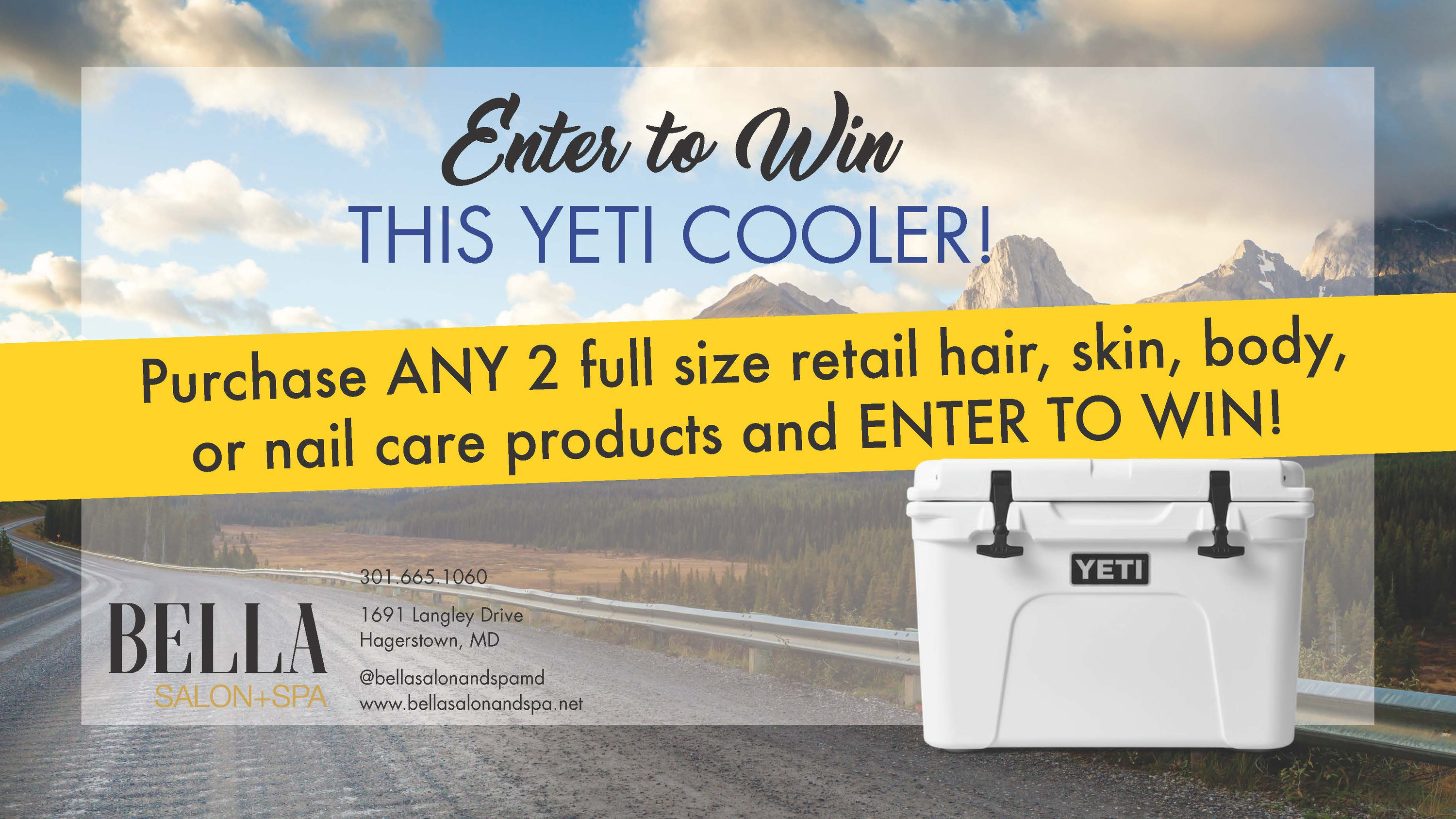 Enter to win a Yeti Cooler! Bella Salon and Spa