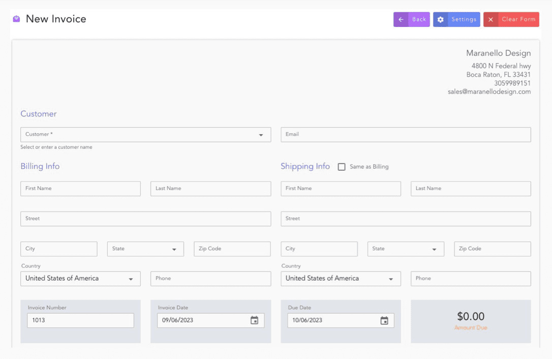 Invoicing Interface