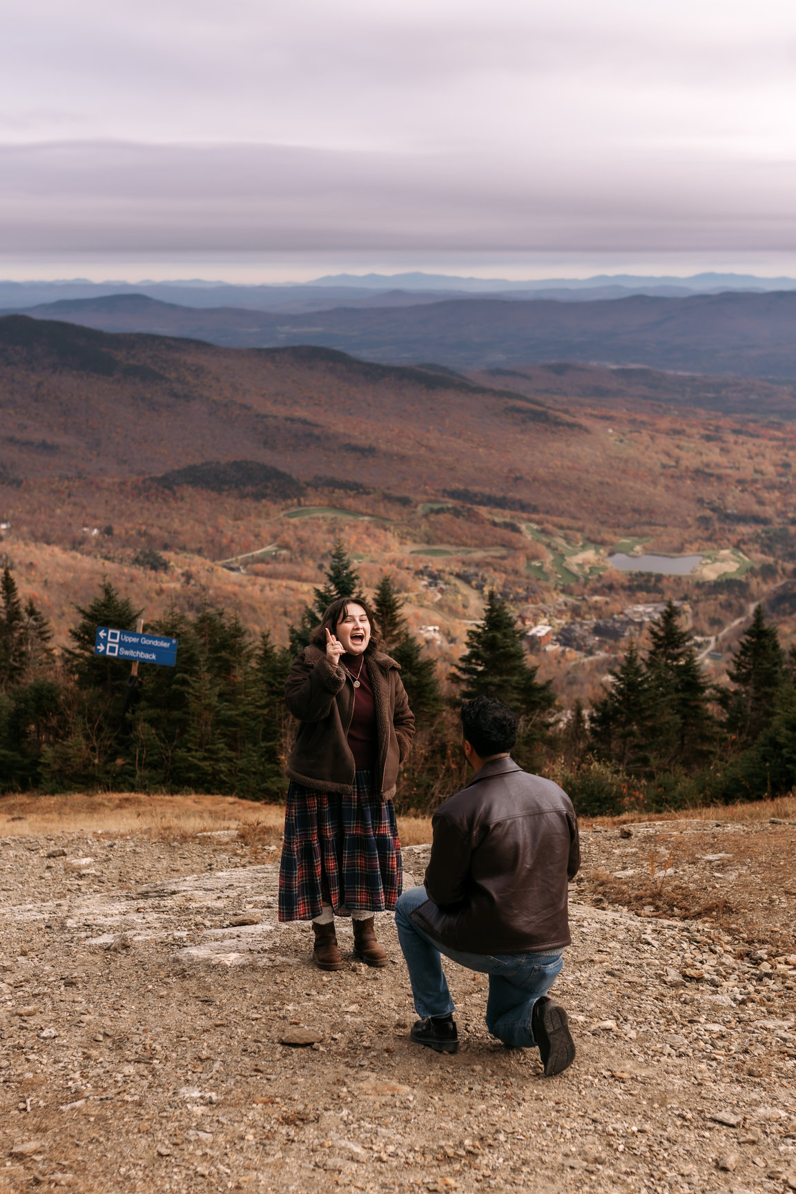 Surprise proposal on Mount Mansfield in Stowe, Vermont