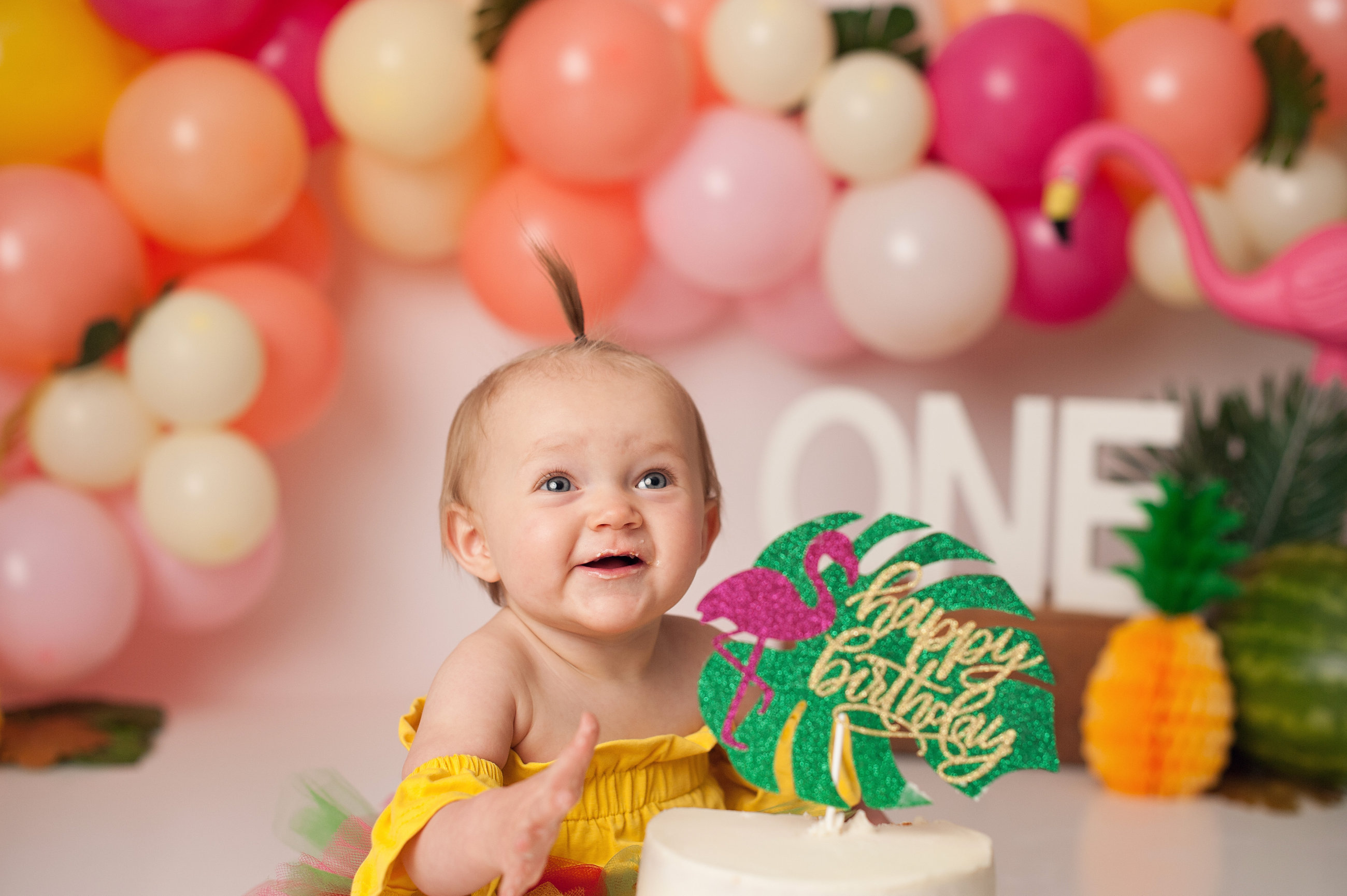 Tropical Cake Smash for Enzlee! - Draper Utah Cake Smash Photographer ...