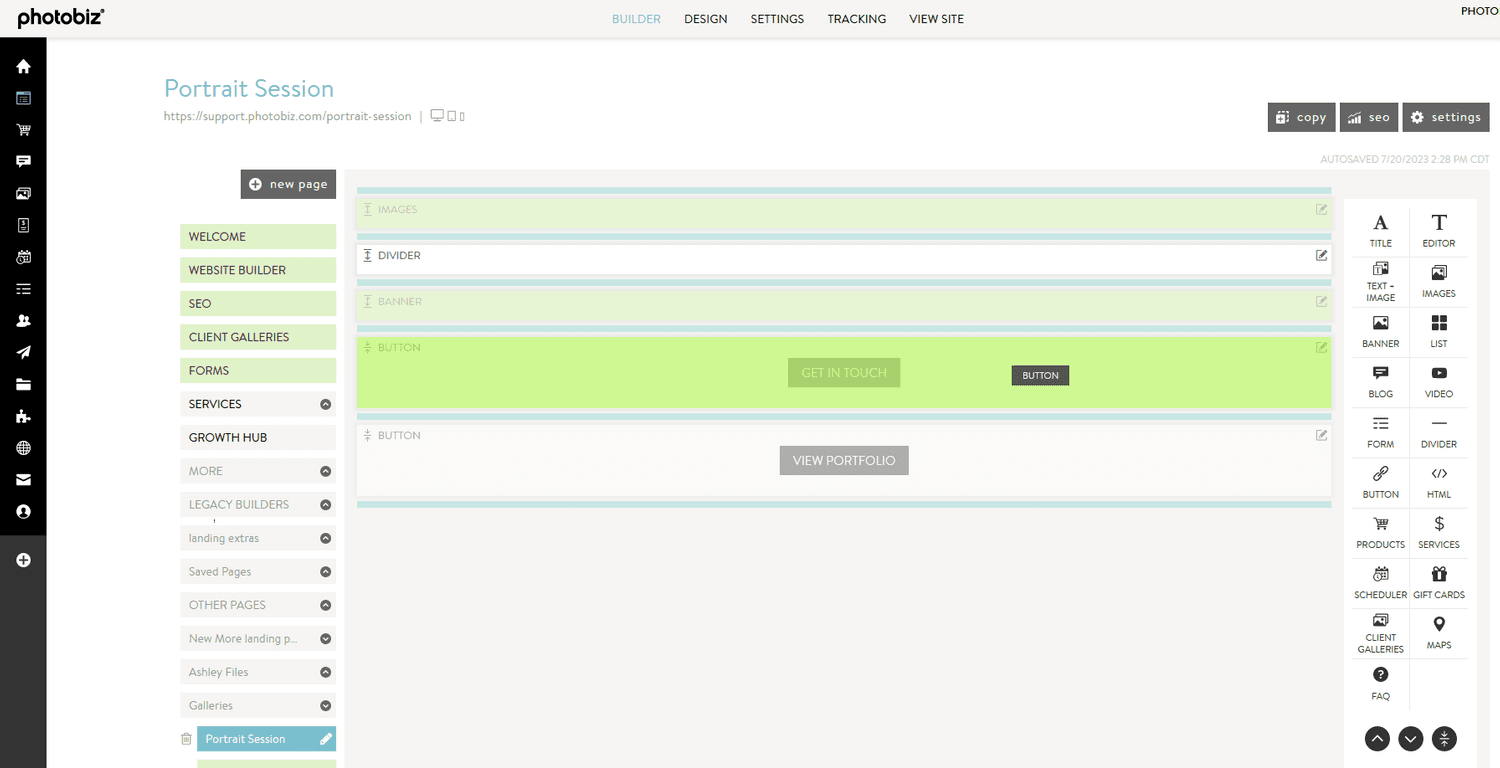 How To Use Website Buttons Side by Side - PhotoBiz Knowledge Base