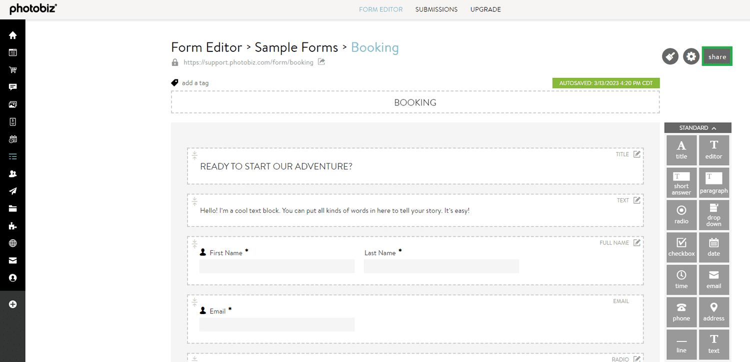 Embed A Form on Any Website - PhotoBiz Knowledge Base