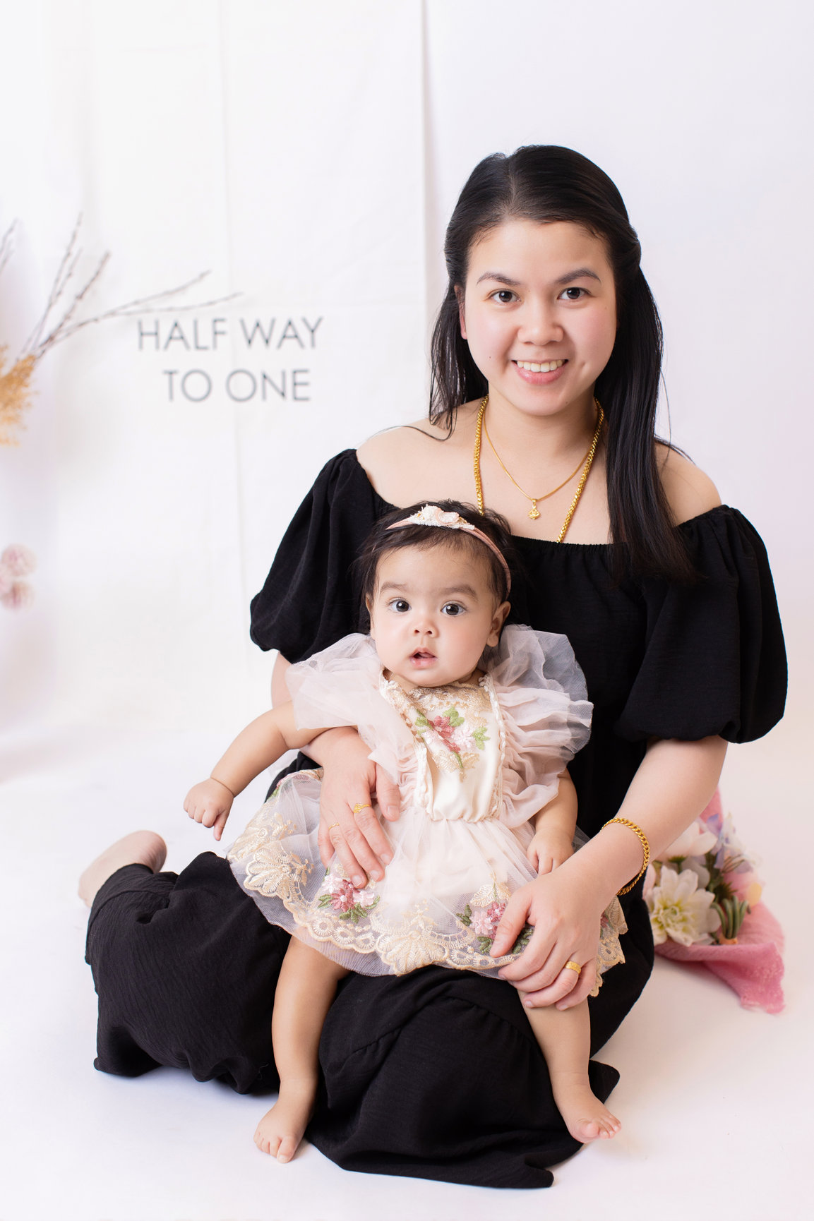 Calgary baby milestones photography lilac fur and cream half way to one Milestones II session photo 16