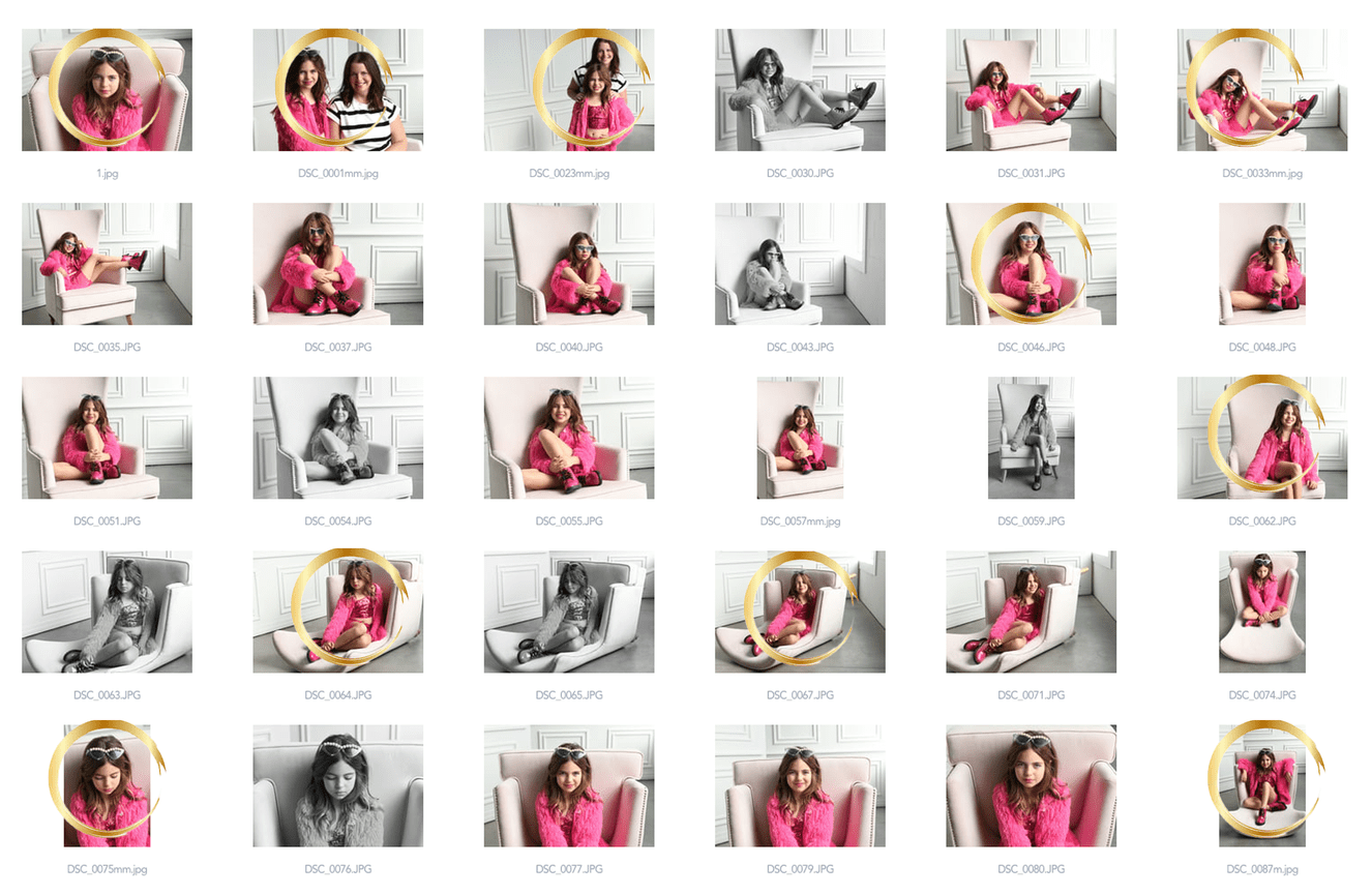 A screen shot of poses from a client's online gallery from Kliks Photograpy.