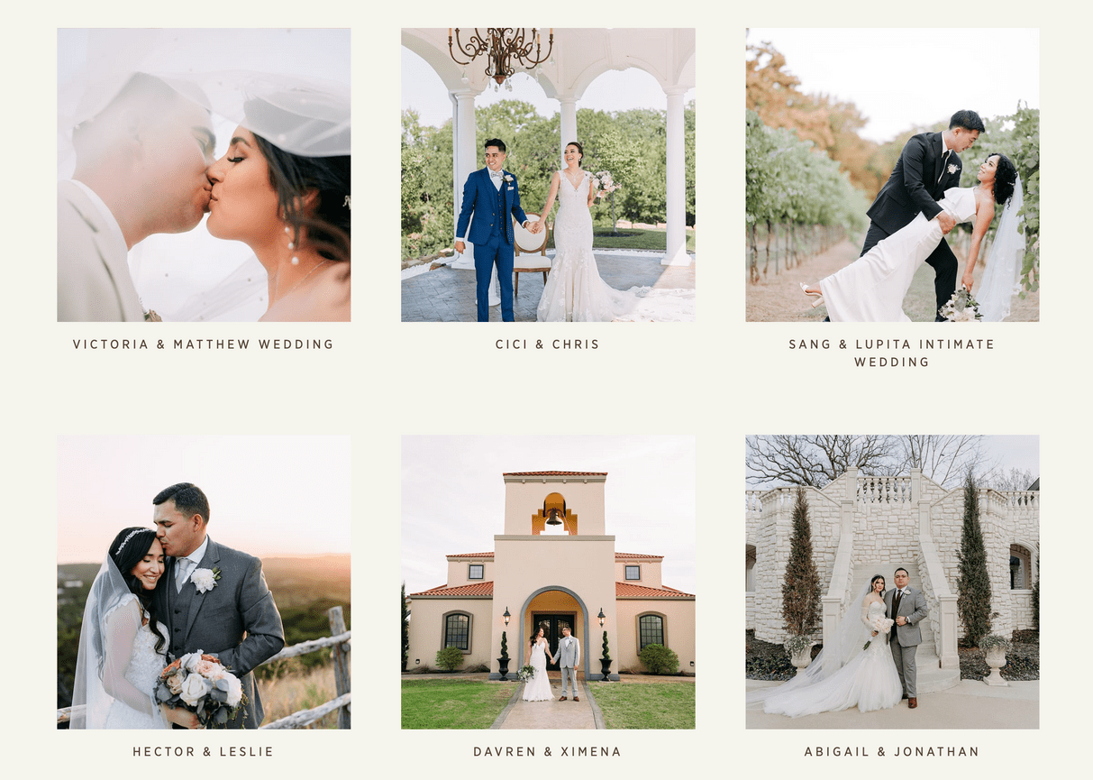 A refined wedding photography gallery in Waxahachie, TX designed to showcase meaningful moments with confidence and grace.