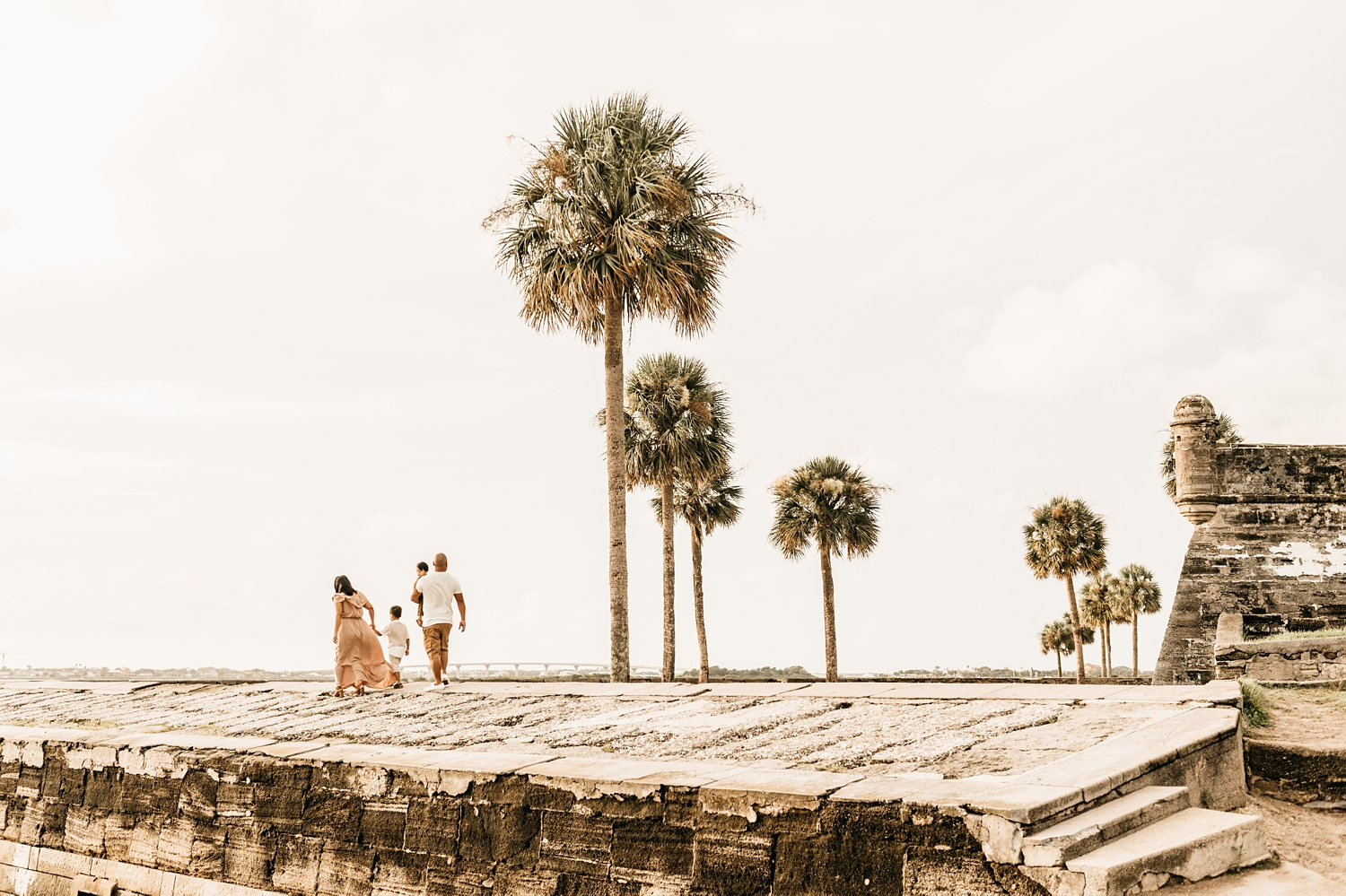 family portrait Saint Augustine, Florida family photography, St. Augustine fort and palm trees